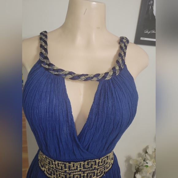 Elegant Blue Sleeveless Dress Size M Made in Greece - Picture 8 of 8